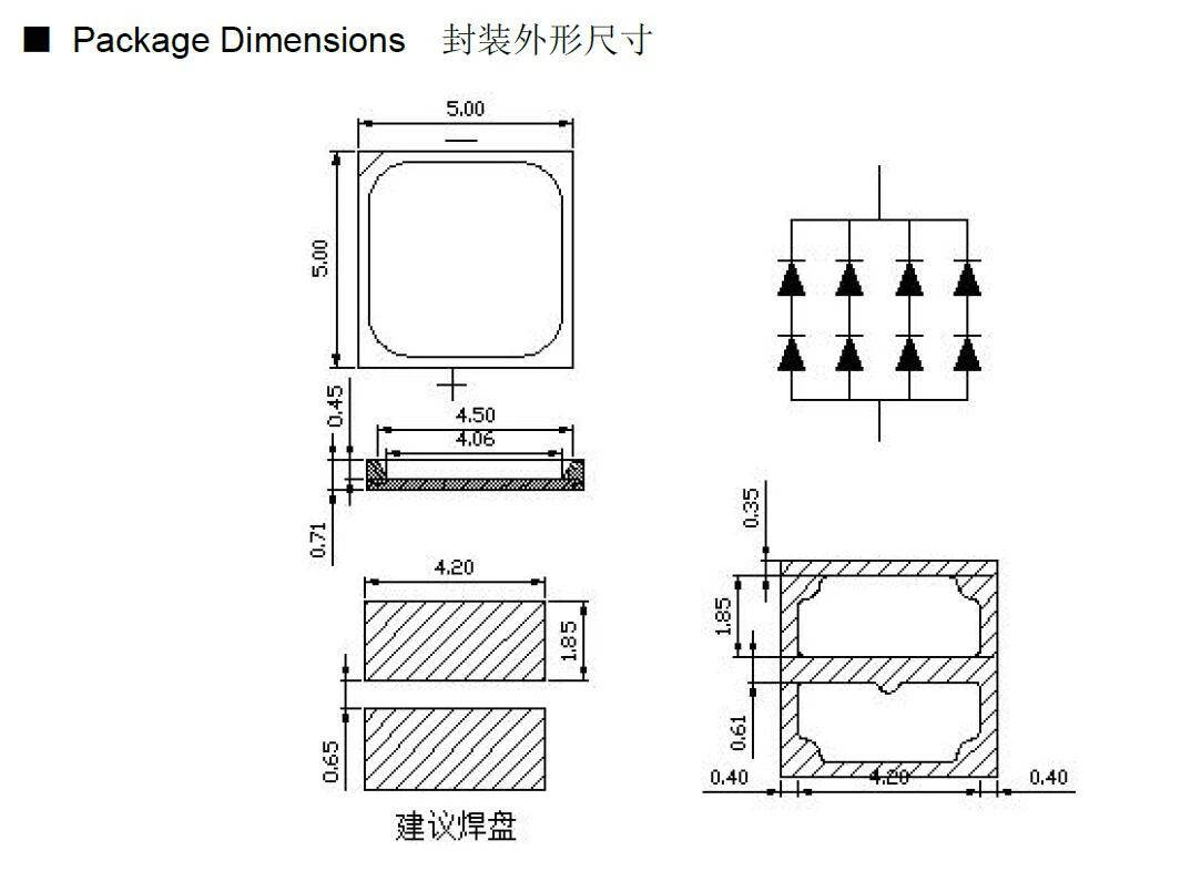 5050 5454 EMC smd led chip 5W